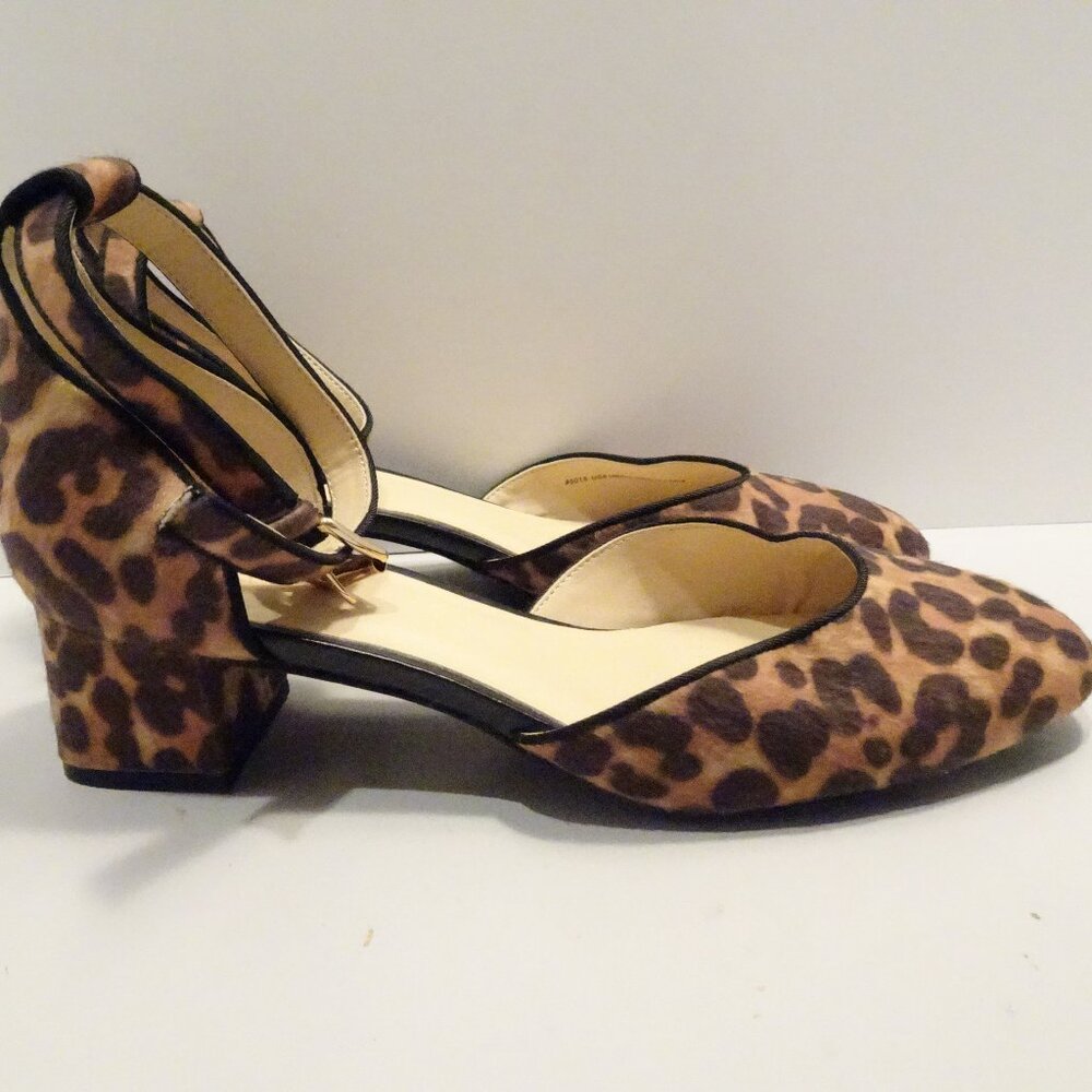 Cabi Heels Shoes Size 8 Kiki Ankle Strap Leopard Print Block Classic